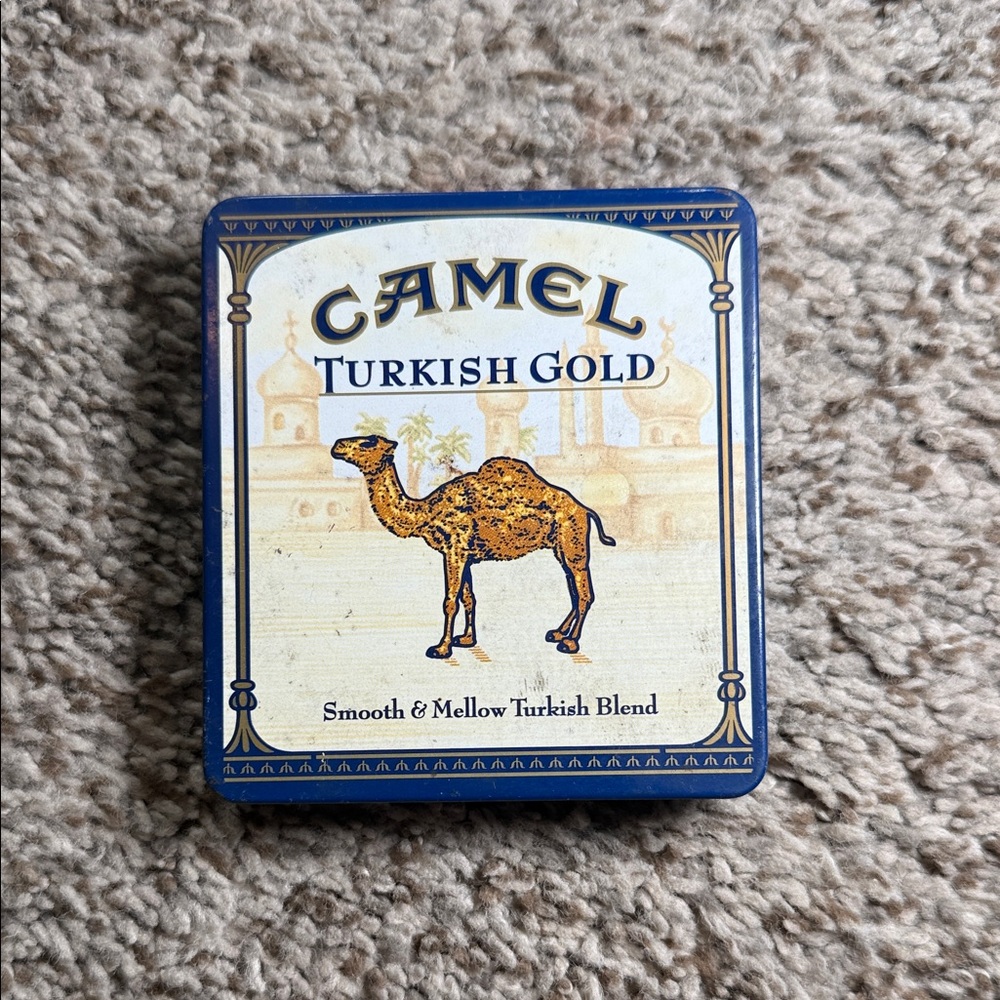 Vintage Camel Turkish Gold Empty Container Tin Made in Germany